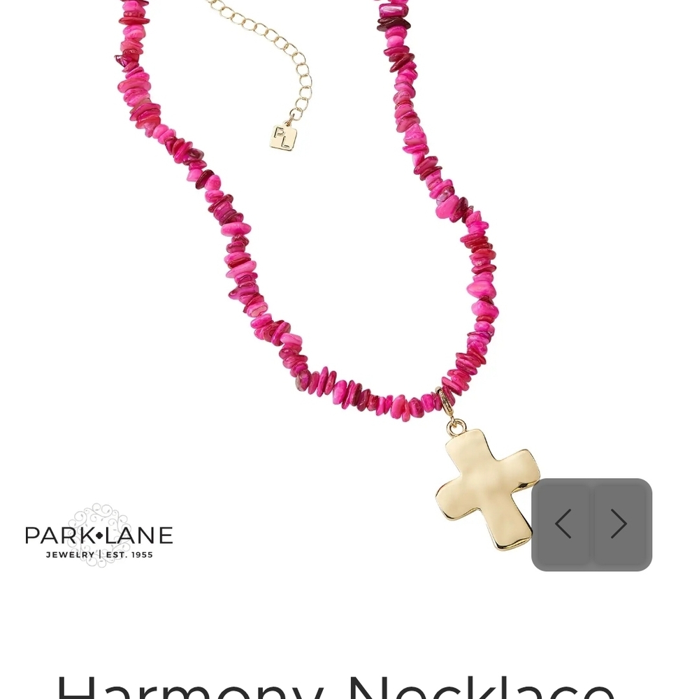 Park Lane Pink Beaded Necklace with Gold Cross